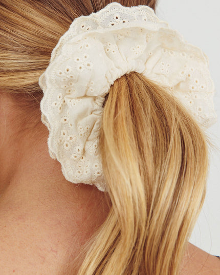 White Emily Lace Scrunchie