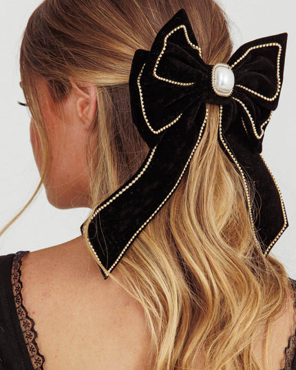 Black Evie Bow Hairclip