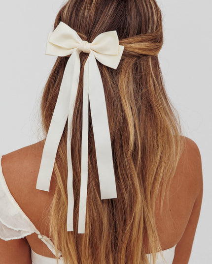 White Double Bow Hairclip
