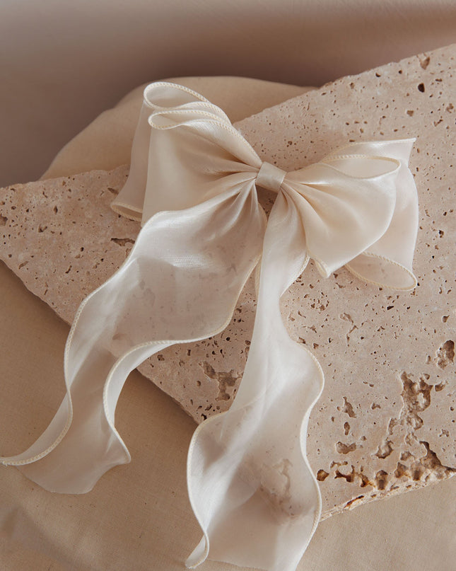 Champagne Chiffon Bow Hairclip