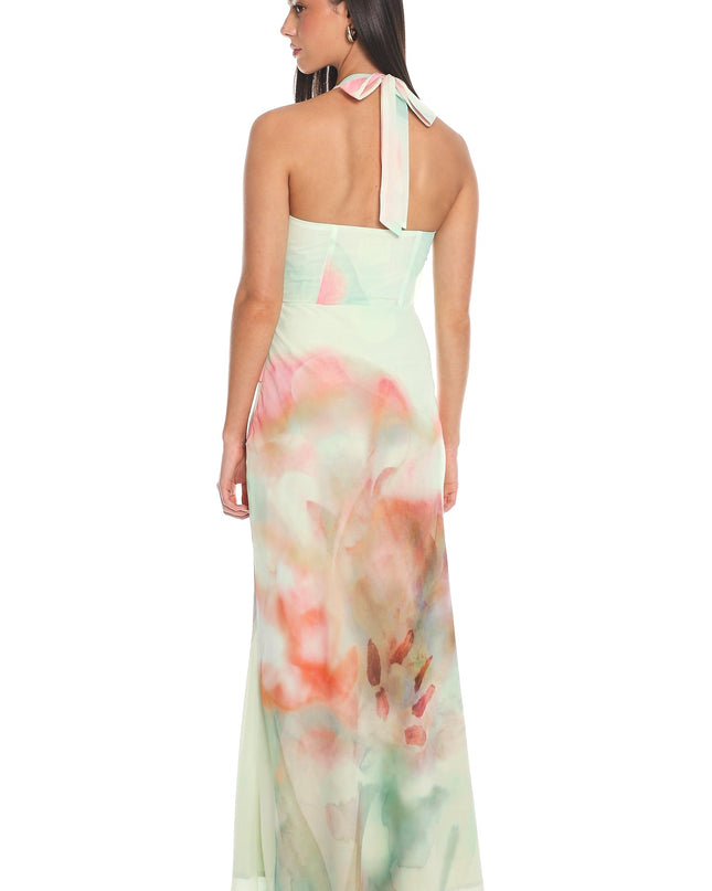 Pistachio Clouds Cowl Halter Mini Dress