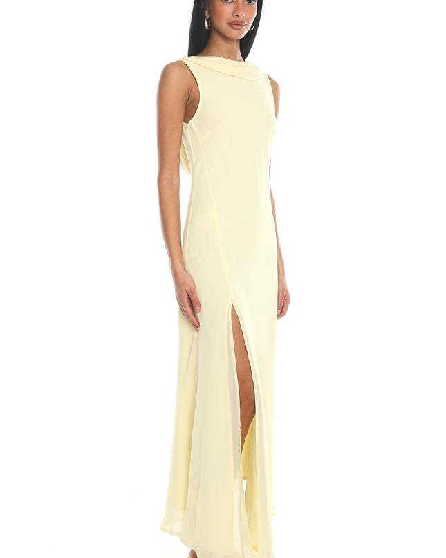 Yellow Cowl Neck Maxi Dress