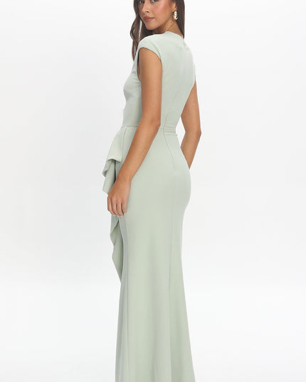 Pistachio Green Willow One-Shoulder Gown