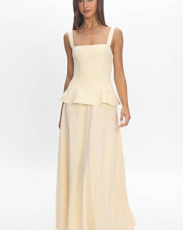 Yellow Peplum Maxi Dress Butter