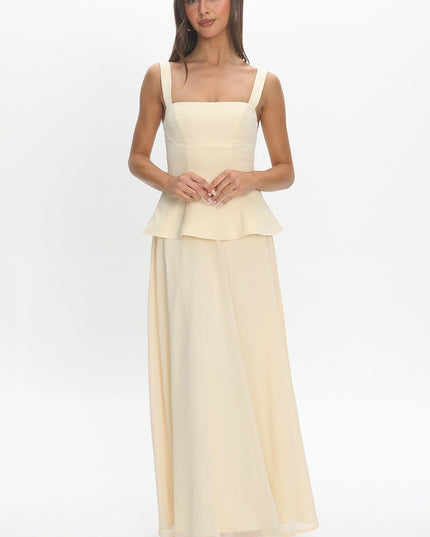 Yellow Peplum Maxi Dress Butter