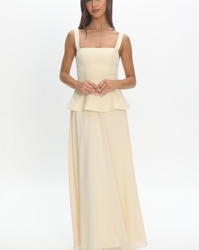 Yellow Peplum Maxi Dress Butter