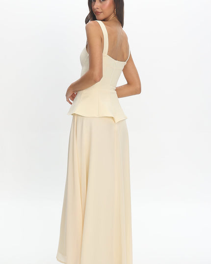 Yellow Peplum Maxi Dress Butter