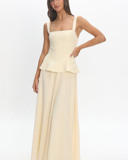 Yellow Peplum Maxi Dress Butter