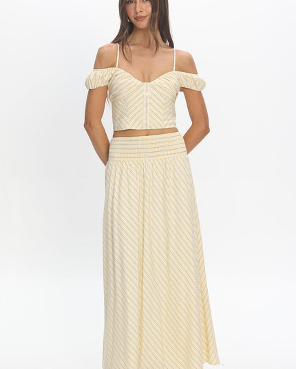 Butter Stripe Smocked Maxi Skirt