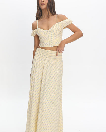 Butter Stripe Smocked Maxi Skirt