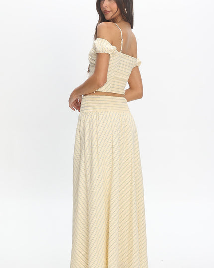 Butter Stripe Smocked Maxi Skirt