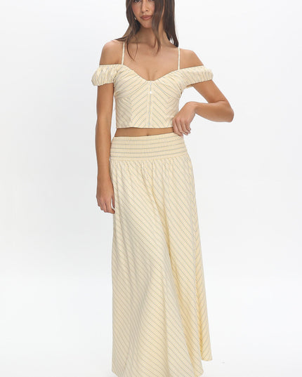 Butter Stripe Smocked Maxi Skirt