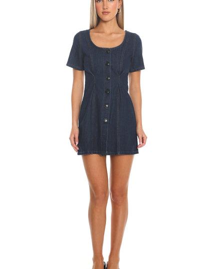 Indigo Denim Darling Button Front Mini Dress