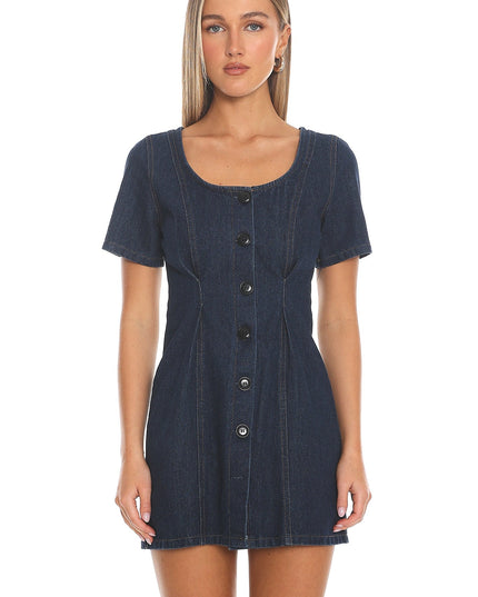 Indigo Denim Darling Button Front Mini Dress