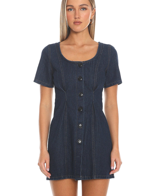 Indigo Denim Darling Button Front Mini Dress