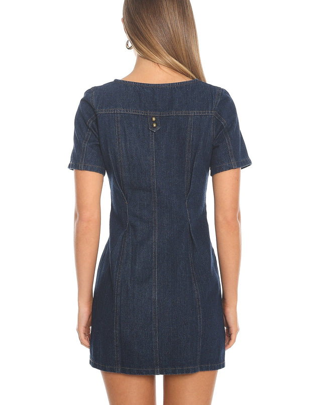 Indigo Denim Darling Button Front Mini Dress
