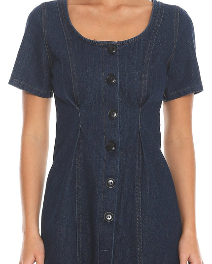 Indigo Denim Darling Button Front Mini Dress