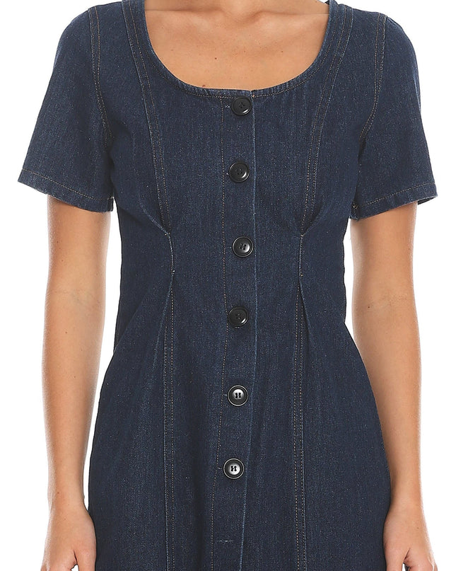 Indigo Denim Darling Button Front Mini Dress