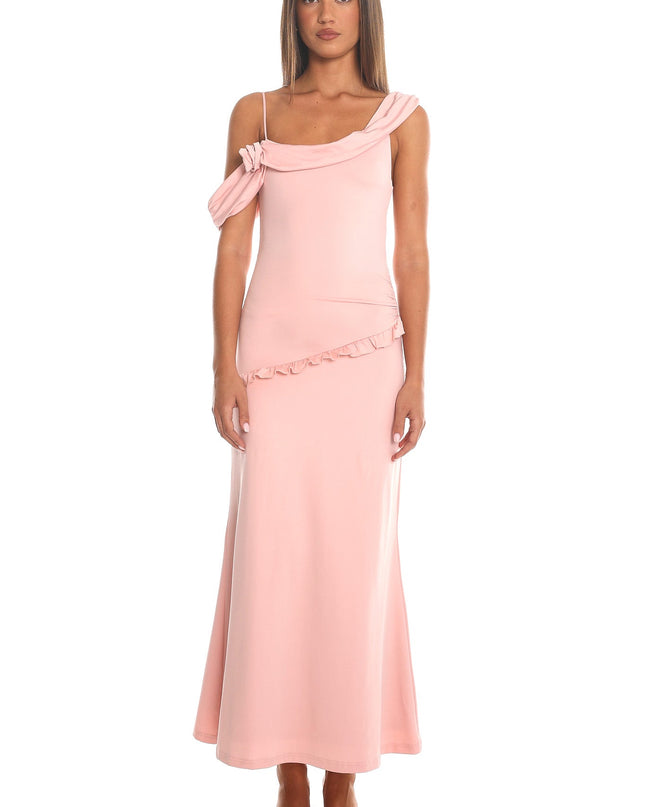 Blush One-Shoulder Maxi Dress