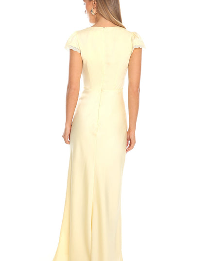 Butter Lace Trim Flutter Sleeve Maxi Dress