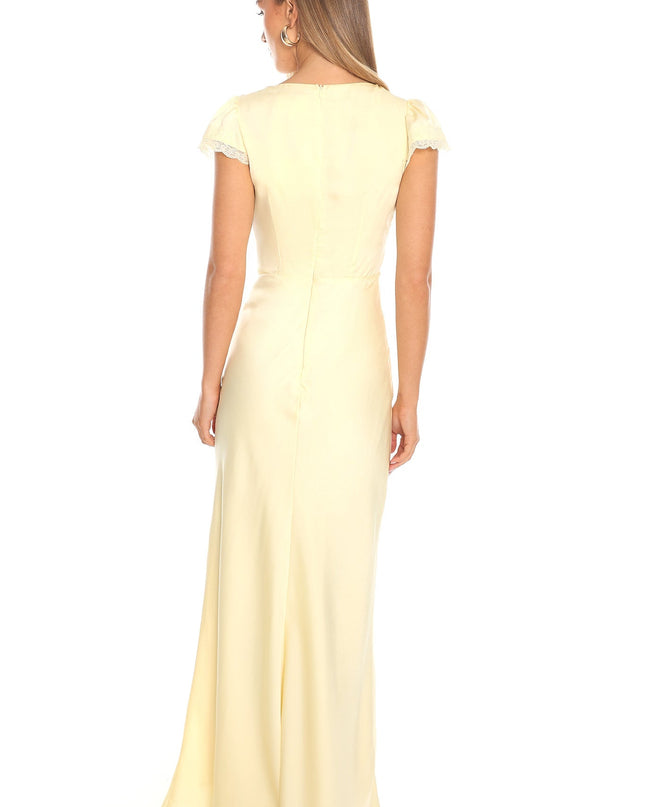 Butter Lace Trim Flutter Sleeve Maxi Dress