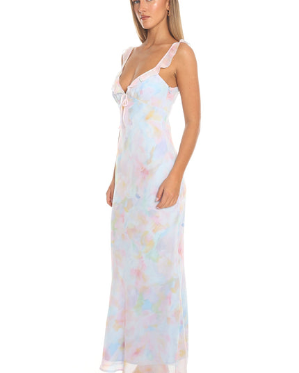 Blue Watercolour Eyes Ruffle Strap Gown