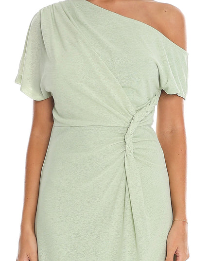 Pistachio Twist One-Shoulder Mini Dress