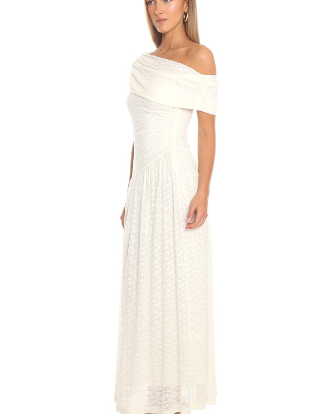 Ivory Draped Maxi Dress