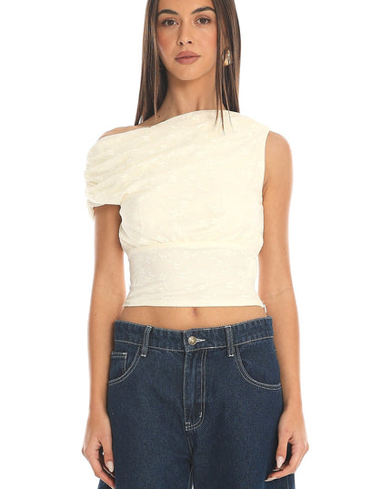 Cream Draped Crop Top