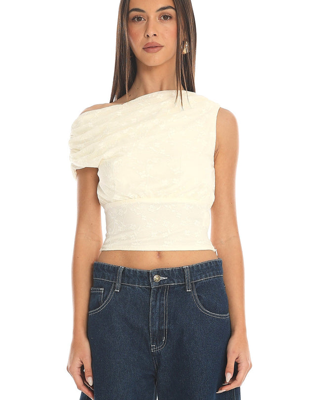 Cream Draped Crop Top