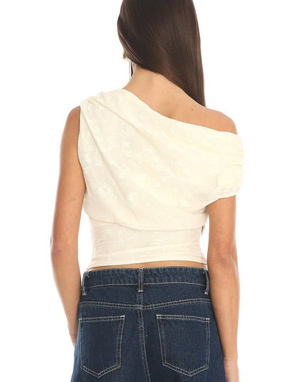 Cream Draped Crop Top