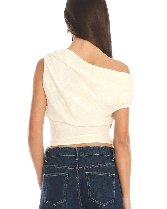 Cream Draped Crop Top
