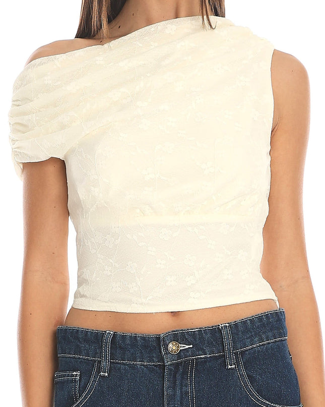 Cream Draped Crop Top