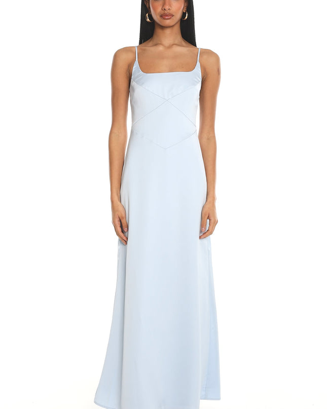 Blue Satin Slip Maxi Dress