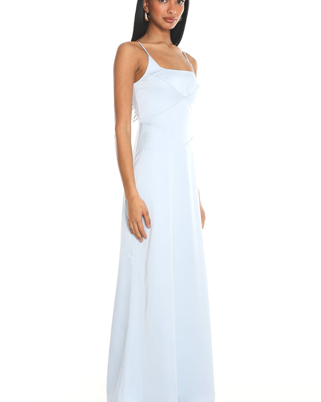 Blue Satin Slip Maxi Dress