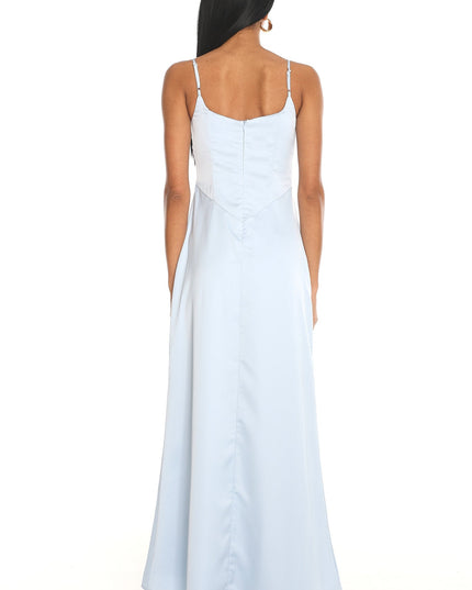 Blue Satin Slip Maxi Dress
