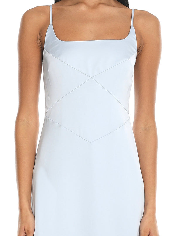 Blue Satin Slip Maxi Dress