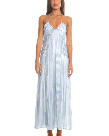 Blue Halter Maxi Dress