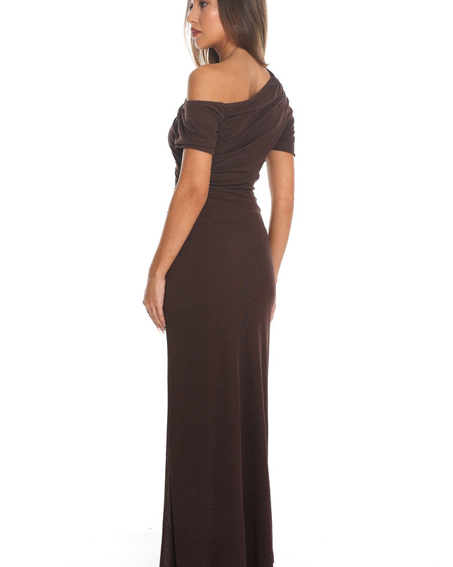 Chocolate Off Shoulder Maxi Dress
