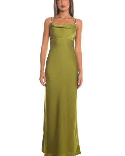 Olive Cowl Neck Maxi Dress