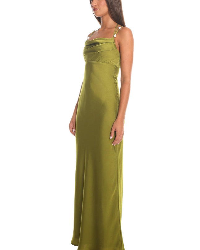 Olive Cowl Neck Maxi Dress