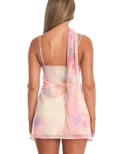 Butter Scarf Halter Mini Dress