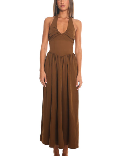 Chocolate Halter Neck Maxi Dress