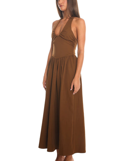 Chocolate Halter Neck Maxi Dress