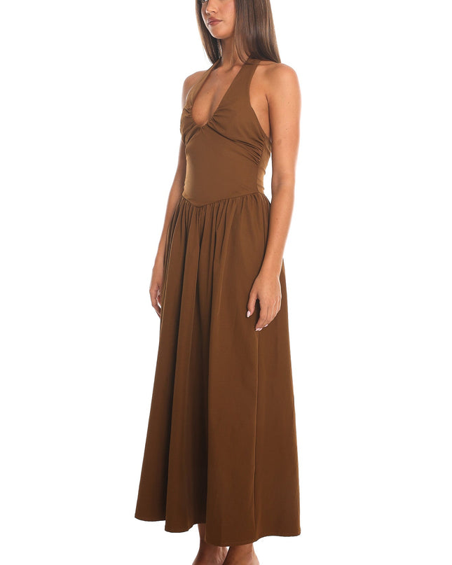 Chocolate Halter Neck Maxi Dress