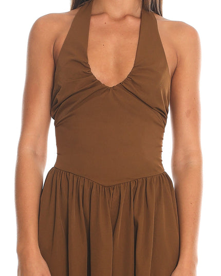 Chocolate Halter Neck Maxi Dress