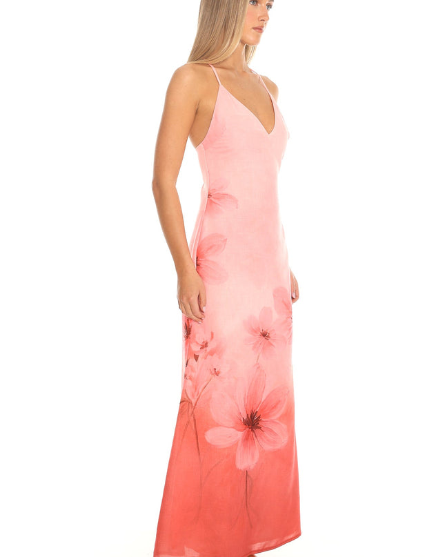 Pink Ombre Floral Halter Maxi Dress