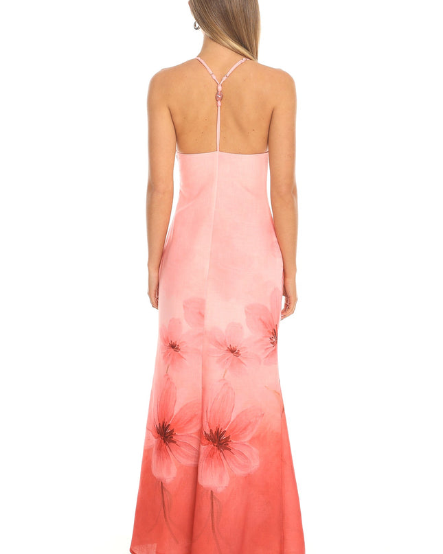 Pink Ombre Floral Halter Maxi Dress