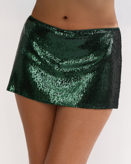 Hunter Green Sequin Mini Skort