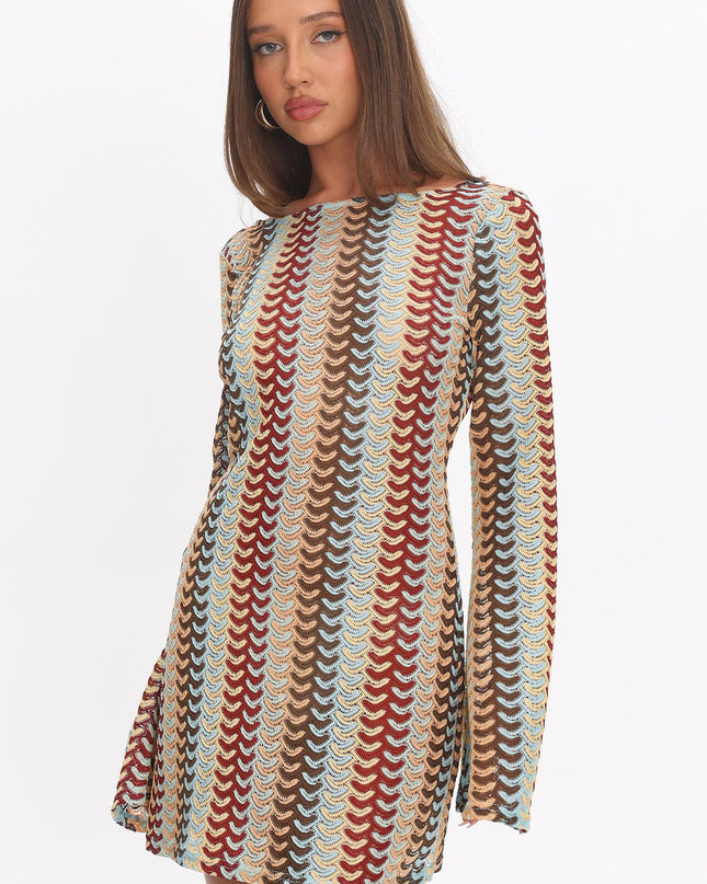 Backless Crochet Mini Dress Rainbow
